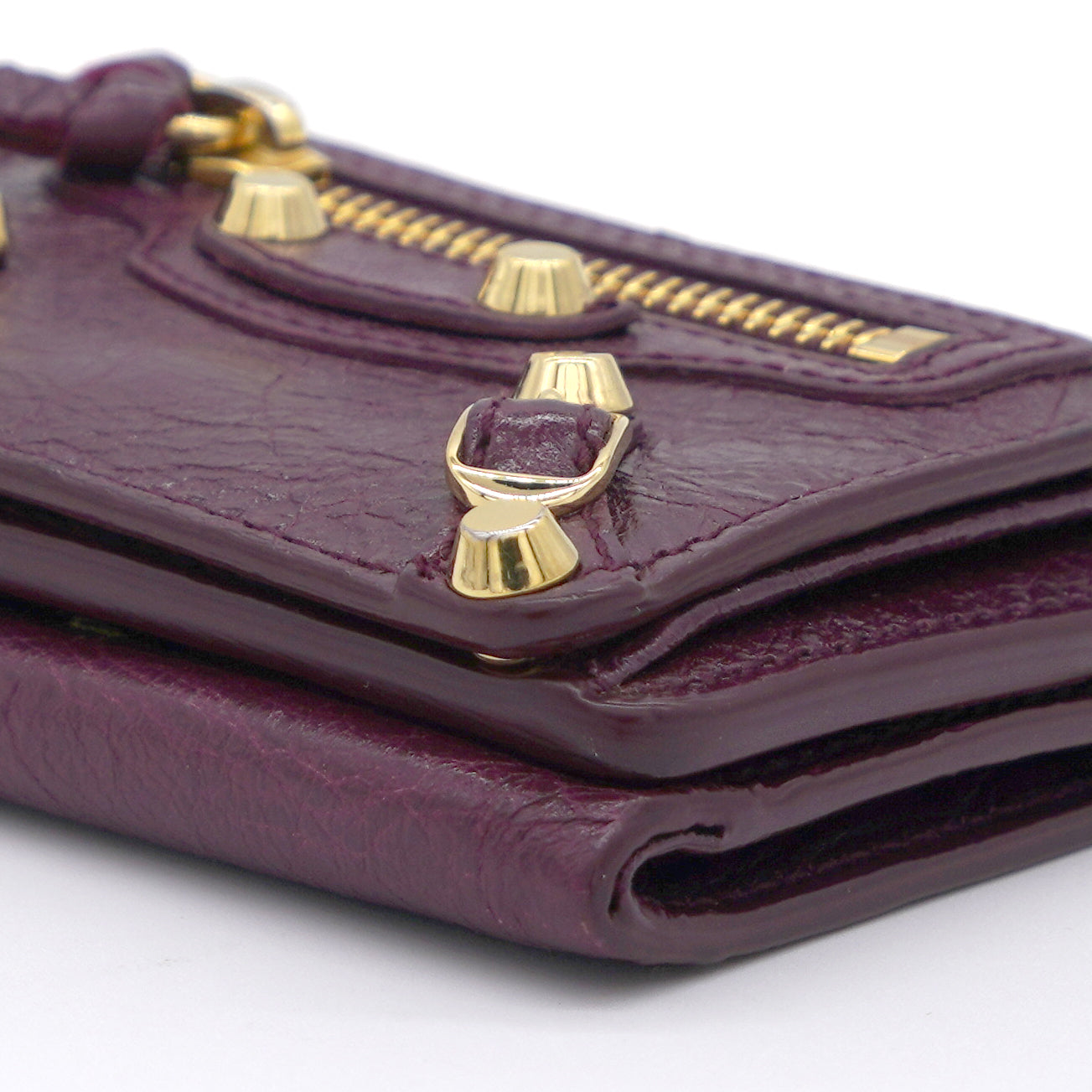 Purple Leather Mini Motorcycle Gold Hardware Wallet