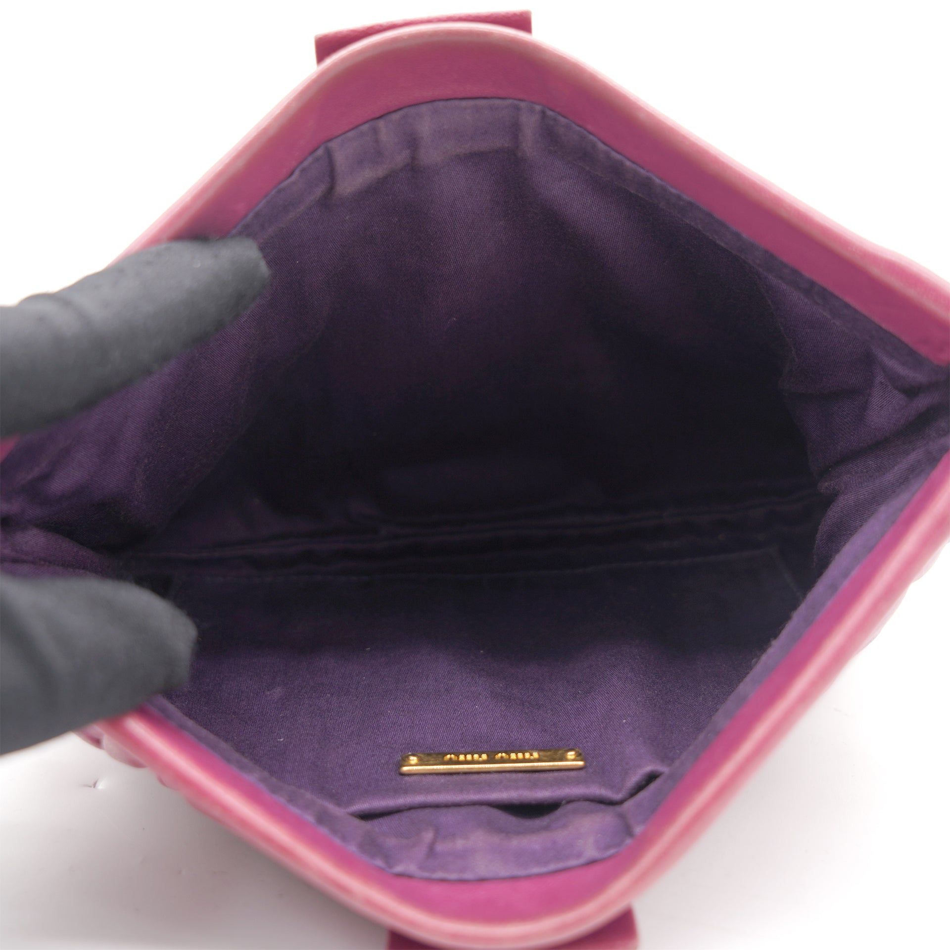 Small Matelassé Leather Shoulder Bag Fuschia