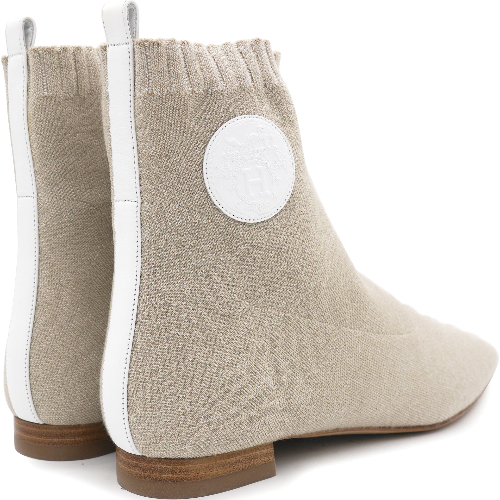 Knit Calfskin Duo Ankle Boots 39