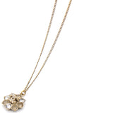 CC Clear and Light Pink Crystals Flower Gold Tone Pendant Necklace
