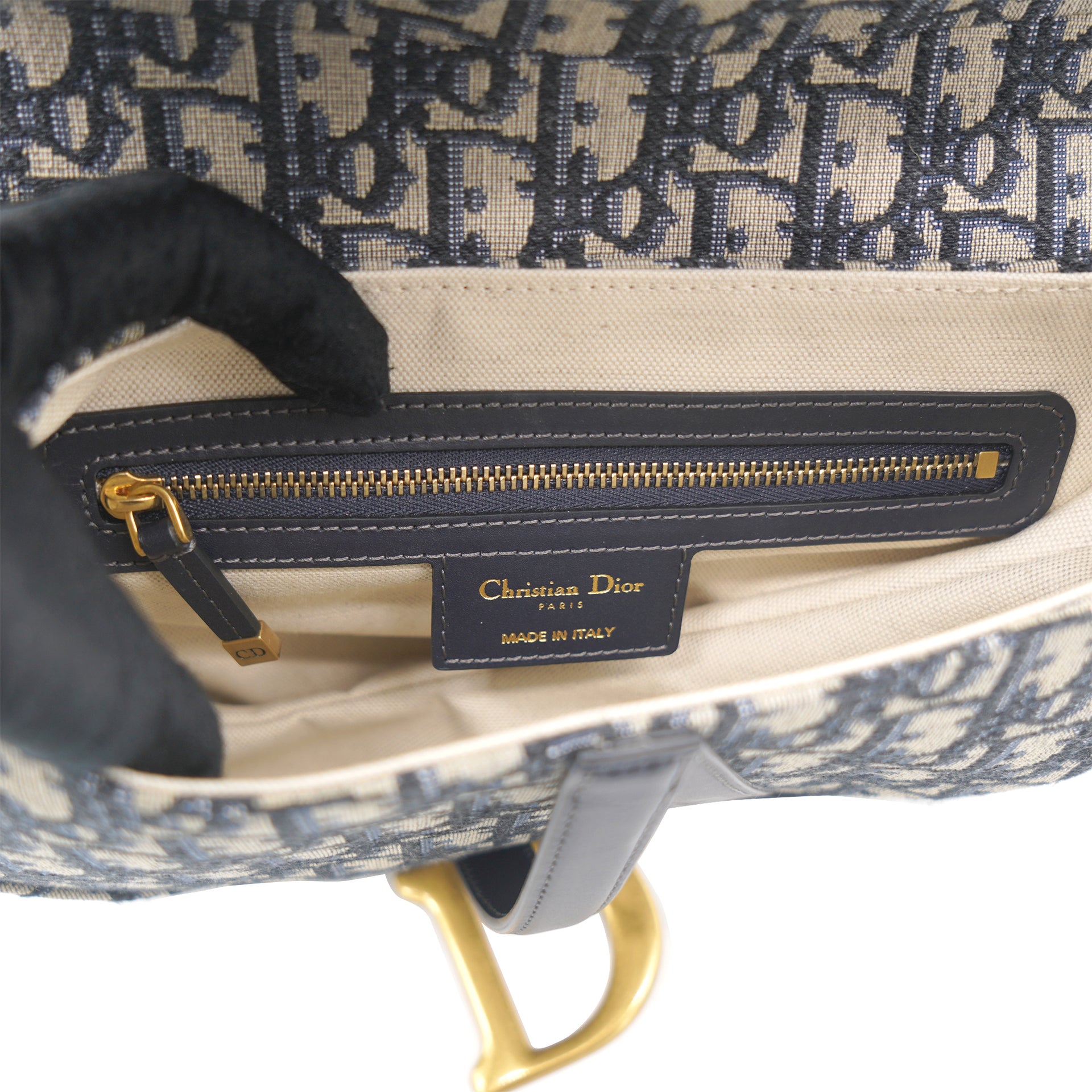 Blue Oblique Canvas Saddle Bag