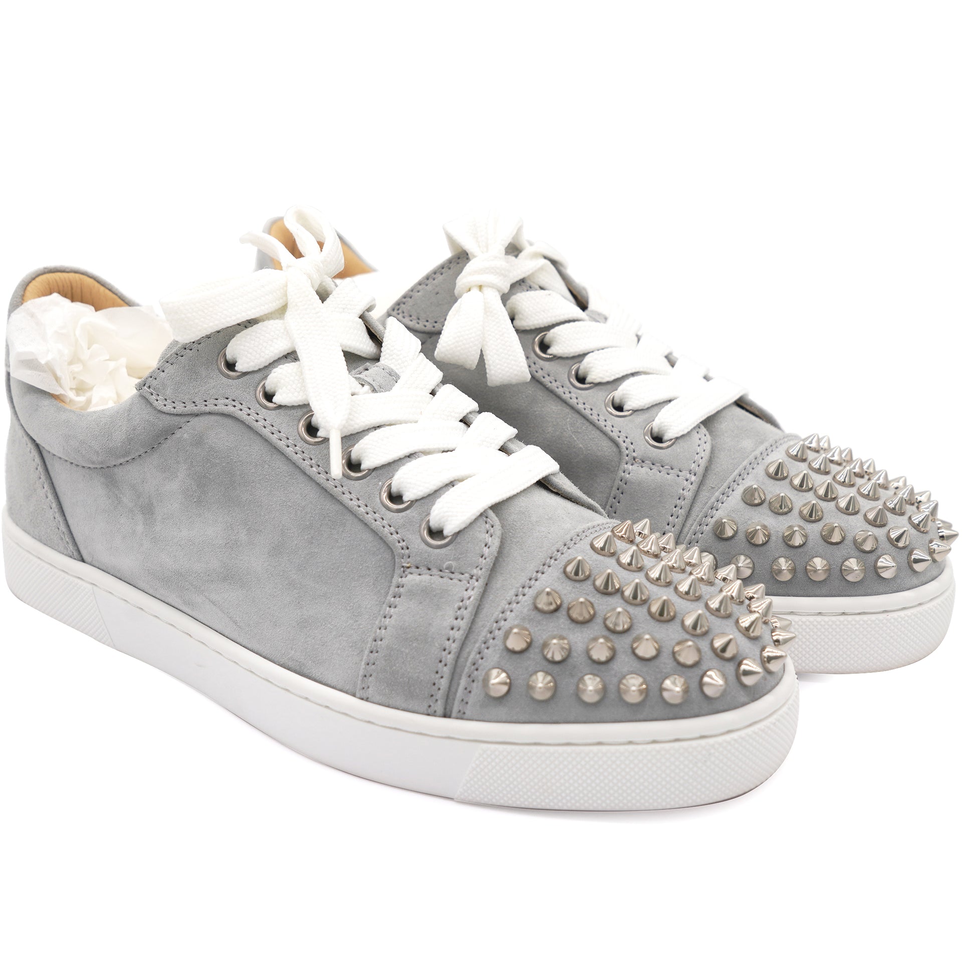 Christian Louboutin Vieira Spikes Grey Suede Sneakers 36 – STYLISHTOP
