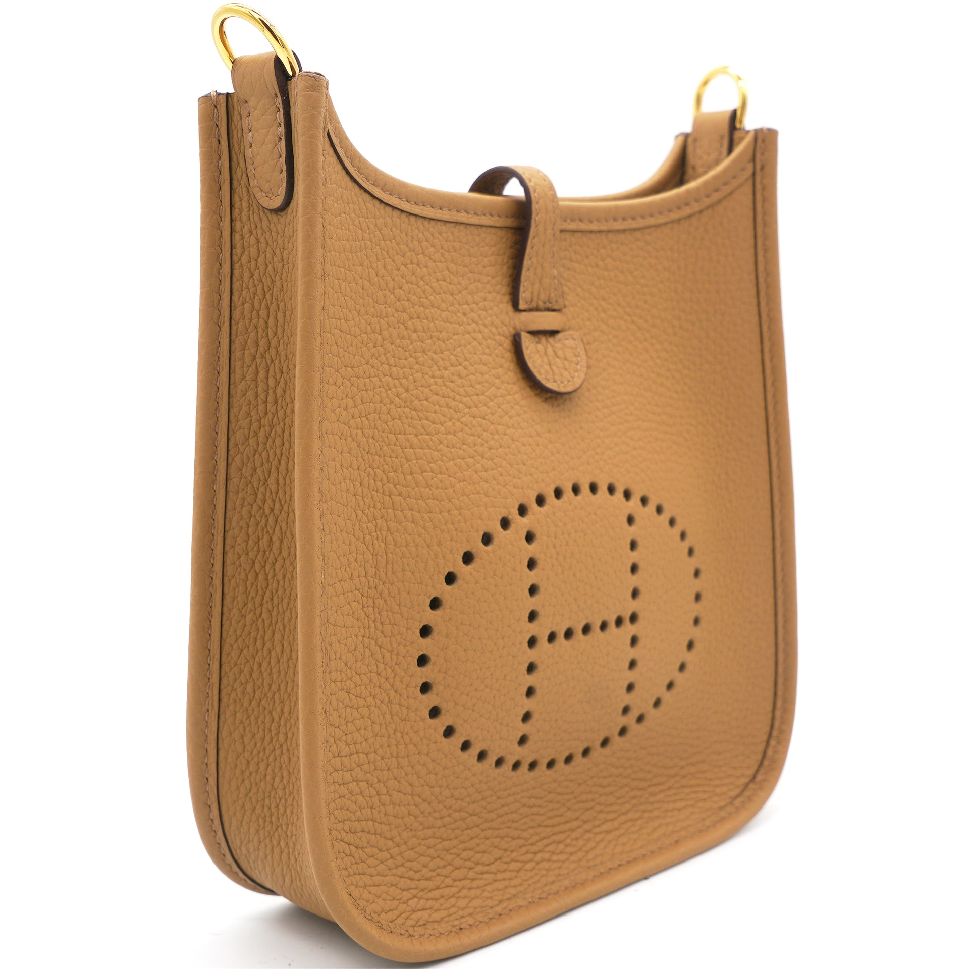 Hermes Evelyne  bag TPM Biscuit Clemence leather Gold hardware
