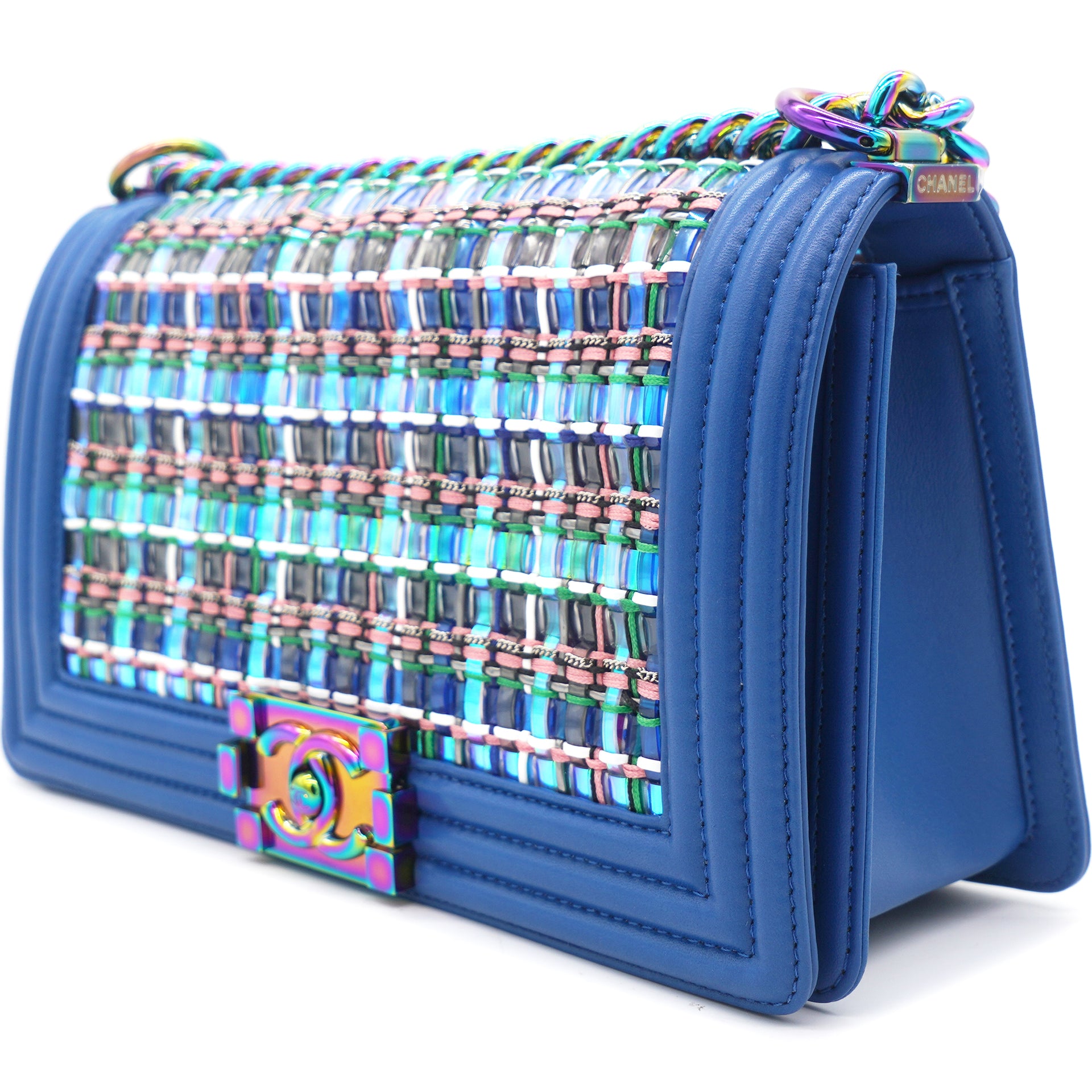 Chanel 2018 Small Rainbow Boy Bag - Blue Shoulder Bags, Handbags