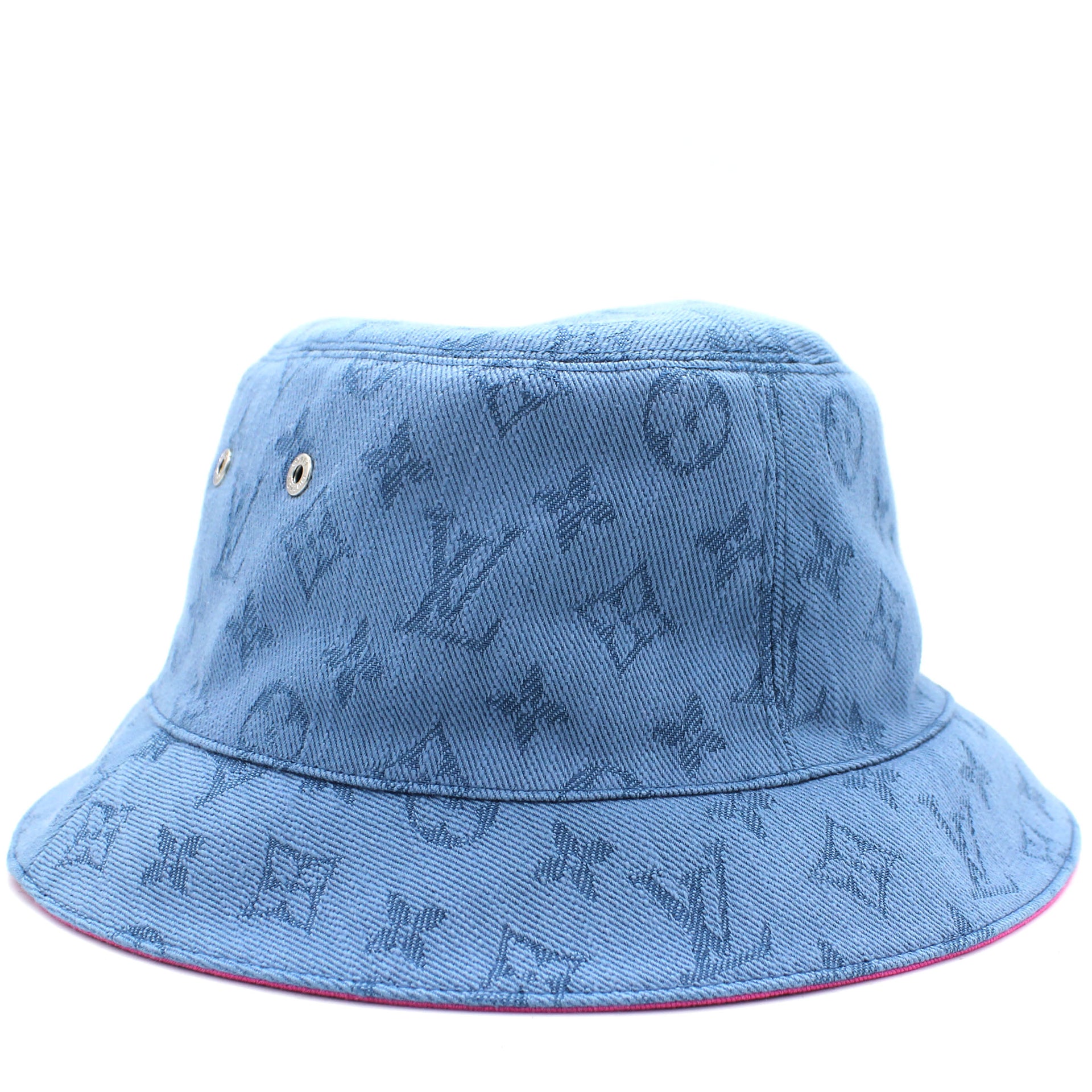 Louis Vuitton Monogram Essential Bucket Hat Blue Cotton. Size 60