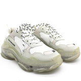 White Mesh And Leather Triple S Clear Sole Low Top Sneaker 38