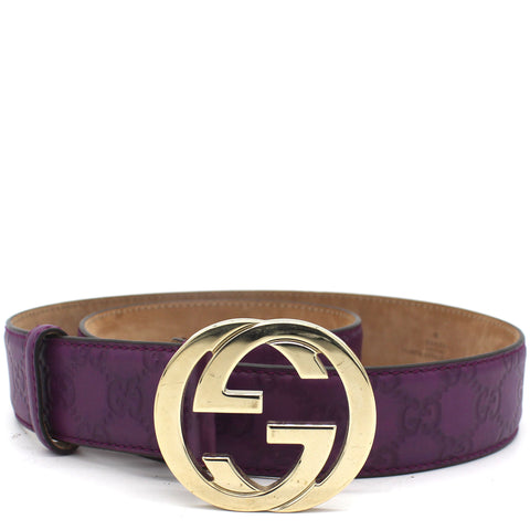 Purple Guccissima Leather Interlocking G Buckle Belt