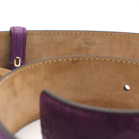 Purple Guccissima Leather Interlocking G Buckle Belt