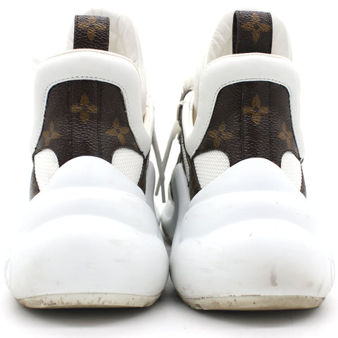 White Monogram Coated Canvas and Leather Archlight Sneakers 38