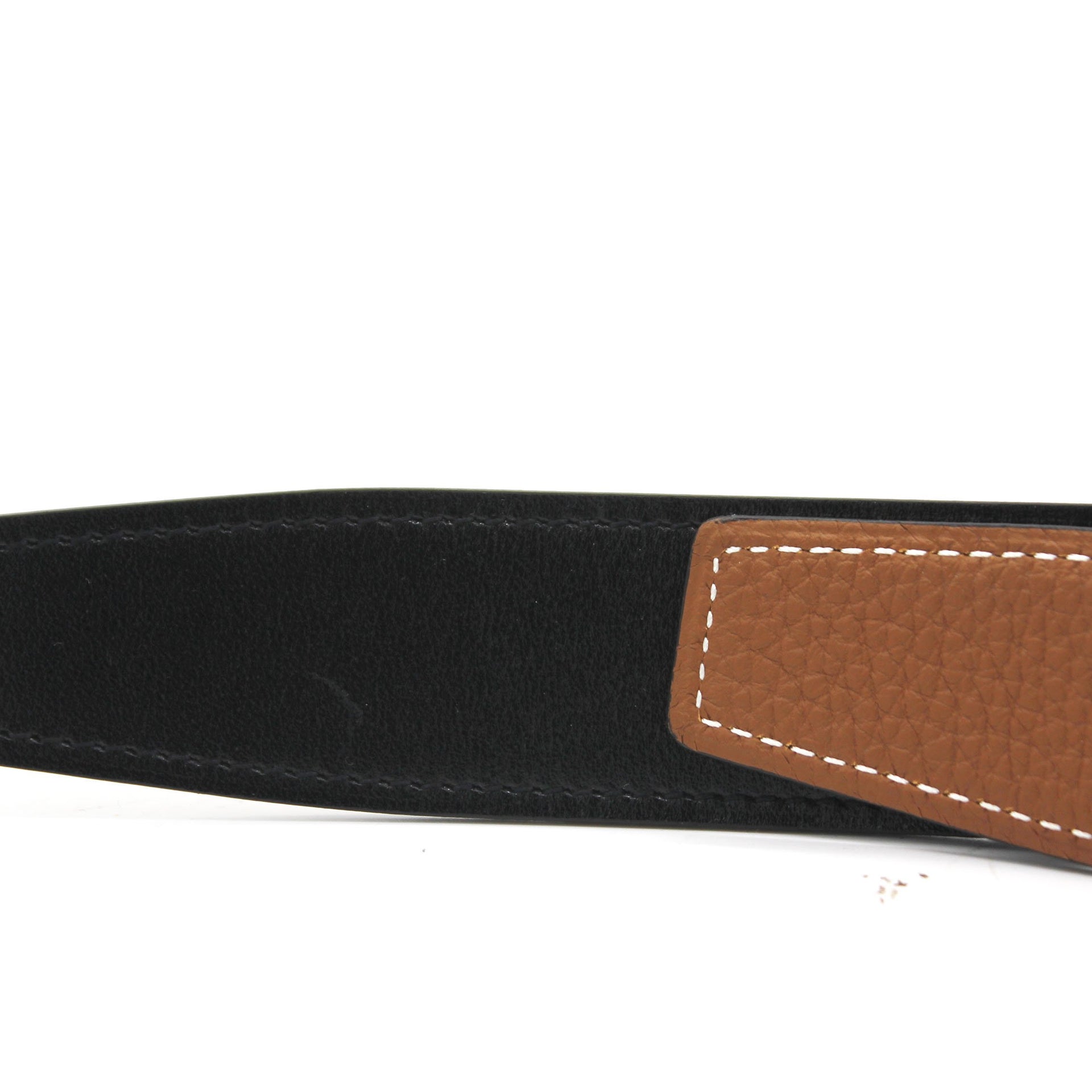 Reversible Leather Strap 32mm Noir/Gold Size 95