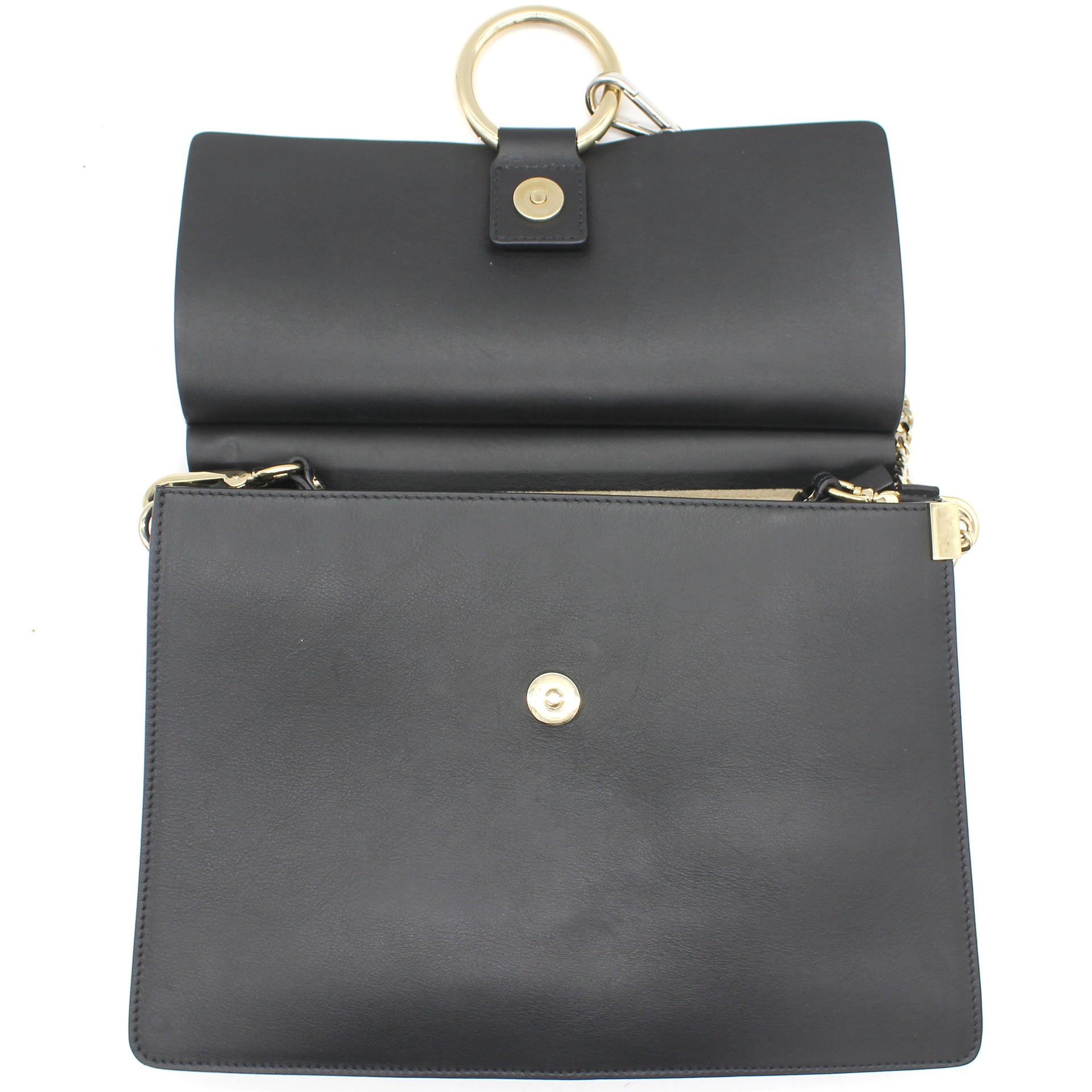 Black Leather and Suede Medium Faye Shoulder Bag