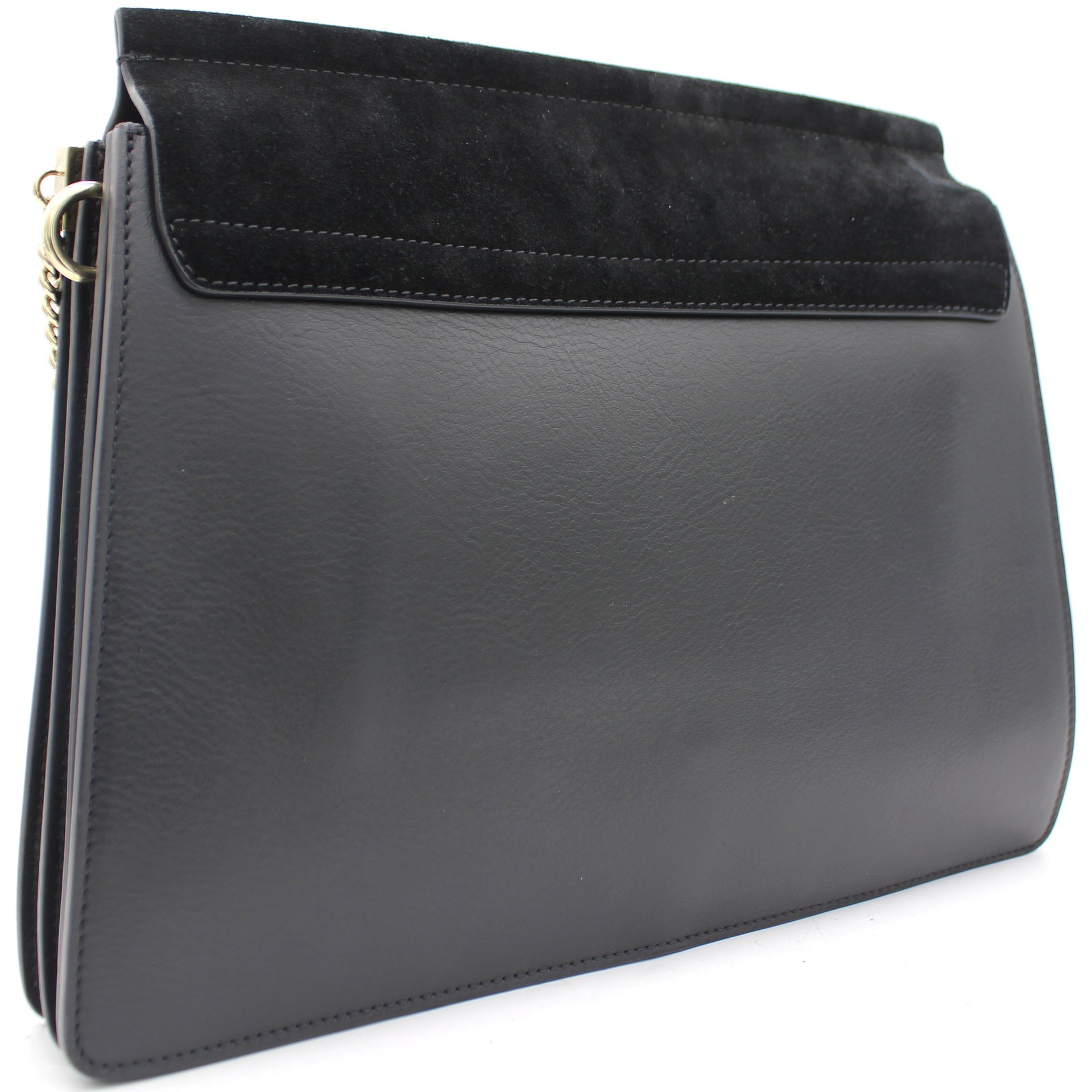 Black Leather and Suede Medium Faye Shoulder Bag