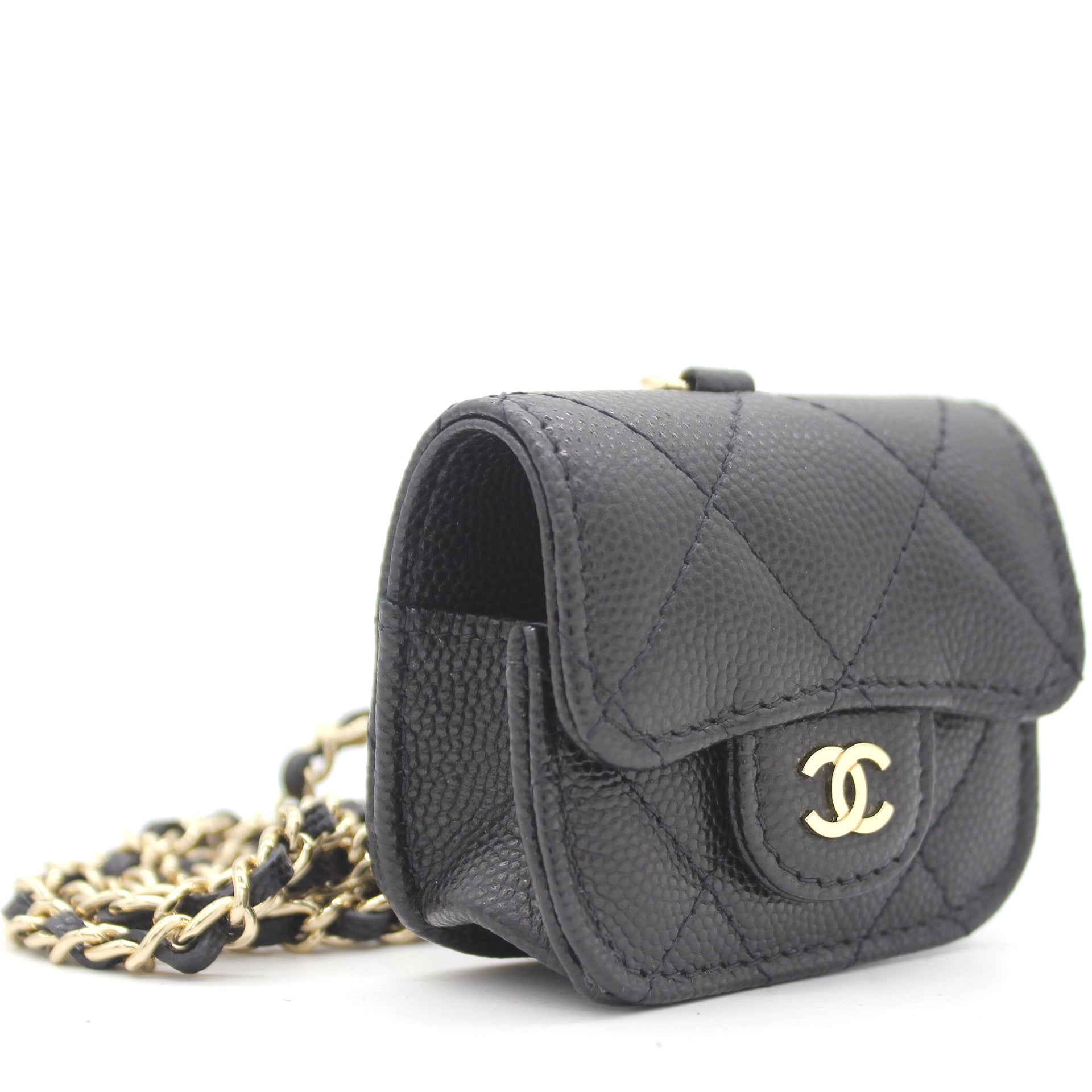 Chanel Black Quilted Leather AirPods Pro Case with Chain – STYLISHTOP