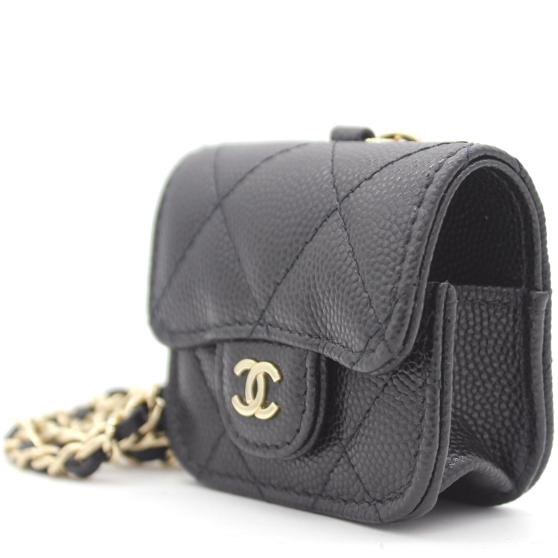 Chanel Black Quilted Leather AirPods Pro Case with Chain – STYLISHTOP