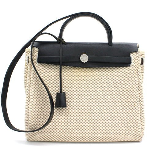 Hermes Black, Beige Canvas and Leather 2-in-1 Herbag 31 – STYLISHTOP
