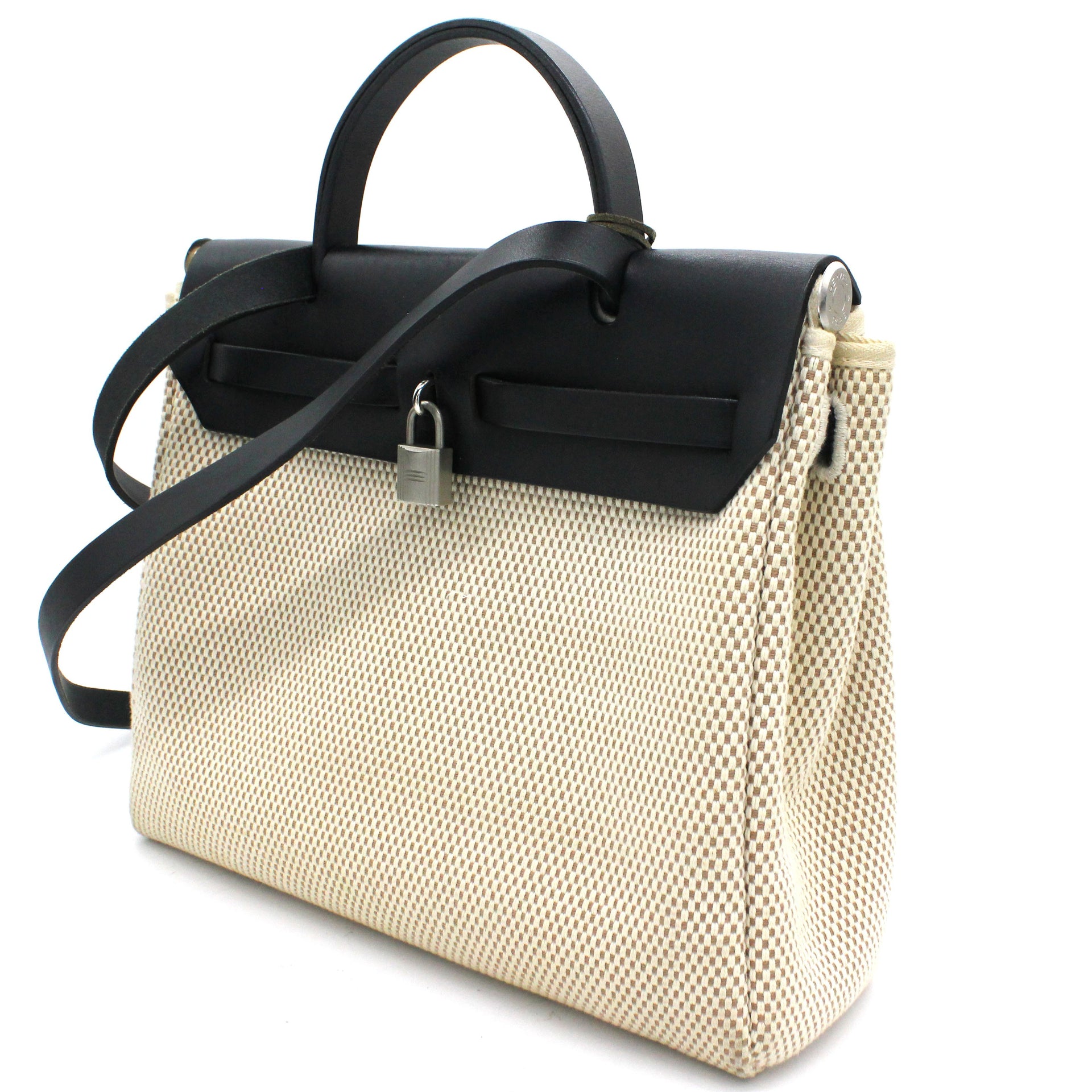 Black, Beige Canvas and Leather 2-in-1 Herbag 31