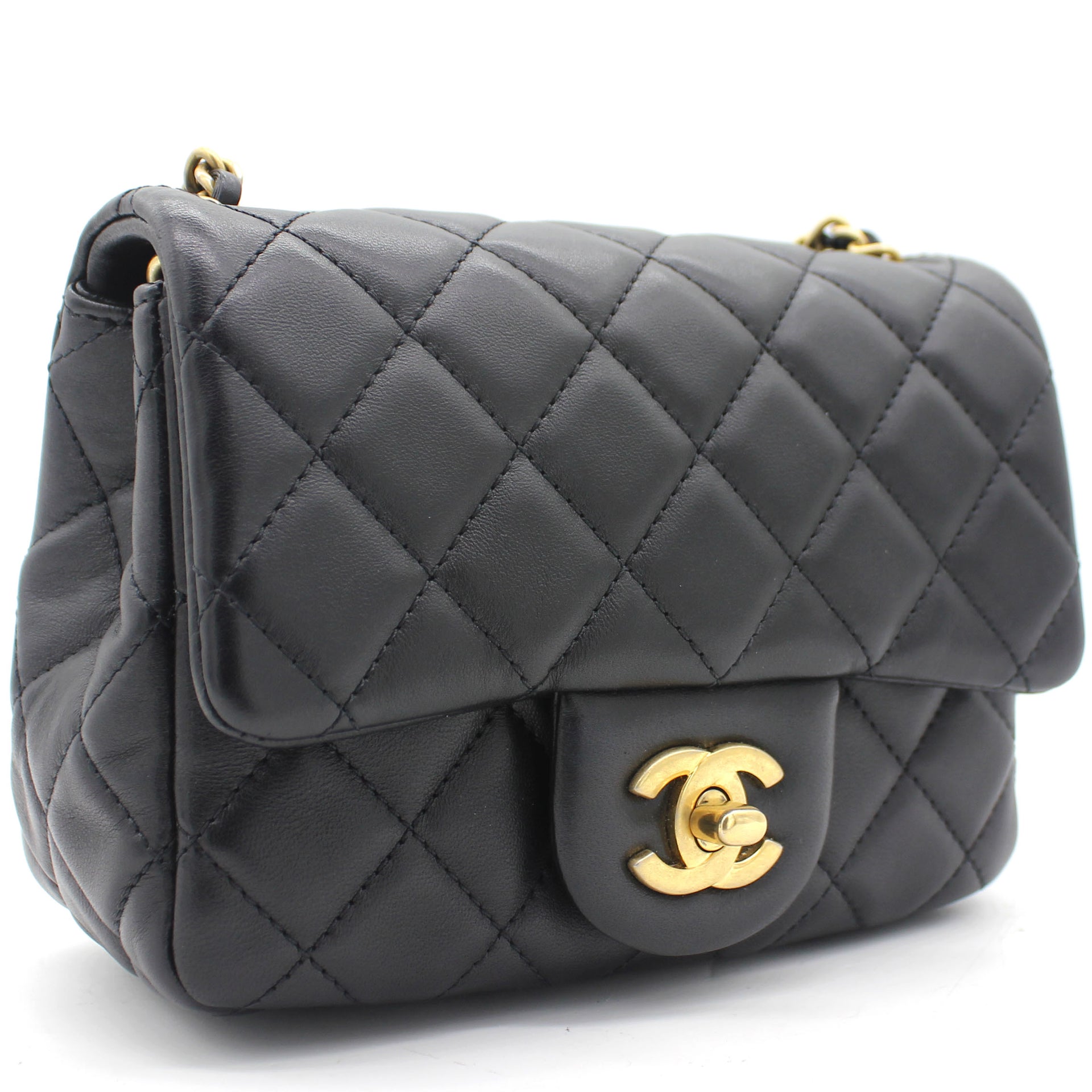 Chanel Quilted Mini Rectangular Flap Bag Grey in Lambskin Leather with  Silver-tone - US