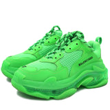 Calfskin Mesh Womens Triple S Sneakers Fluro Green 37