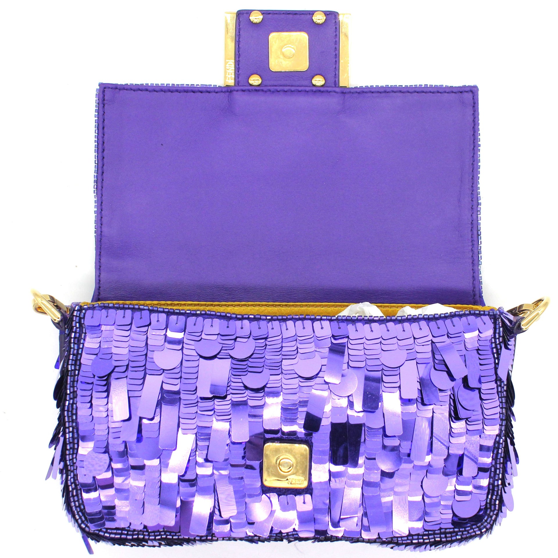 Sequin Baguette Mini Bag Purple