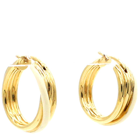 Twisted Hoops Earring in brass with gold finish and white Ceramic