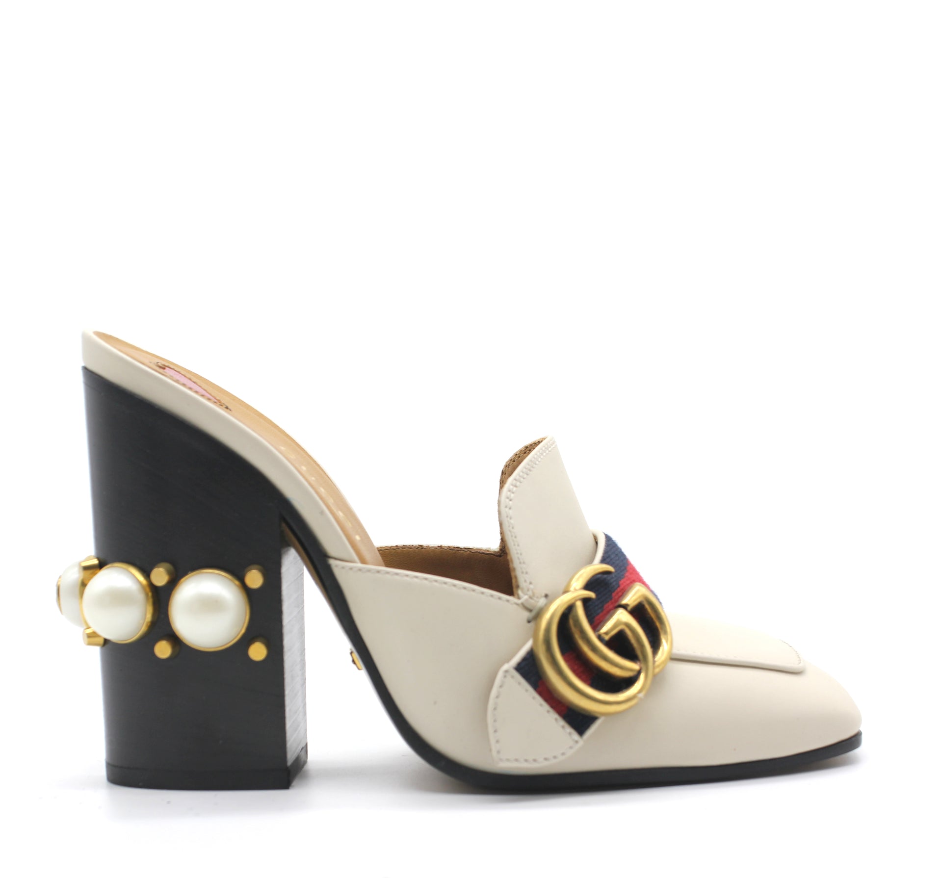 Gucci Leather mid-heel Pump with pearl