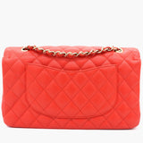Red Quilted Caviar Leather Classic Double Flap Bag