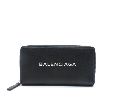 Balenciaga Everyday Large Continental Leather Logo Wallet