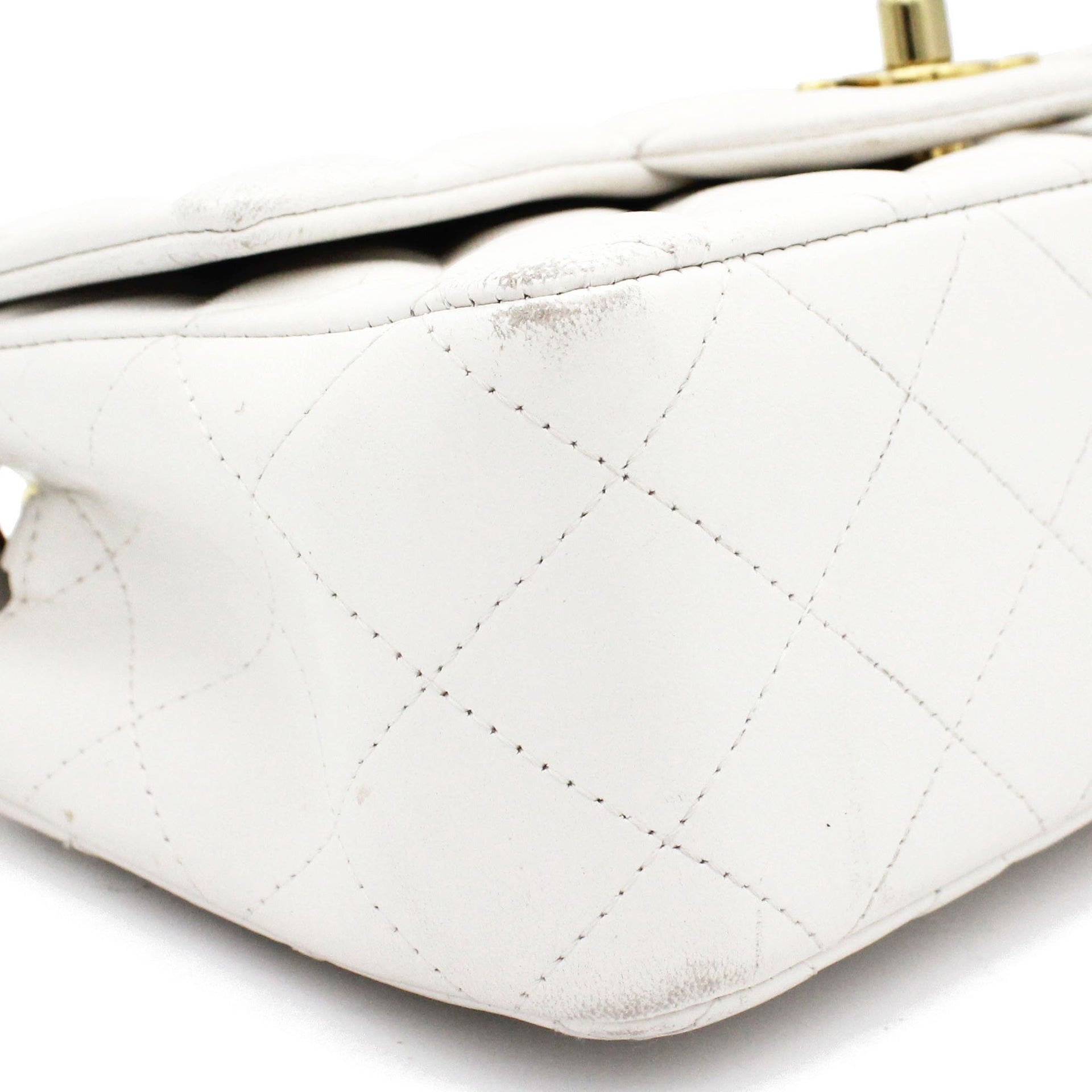Classic Flap Mini Quilted Lambskin White
