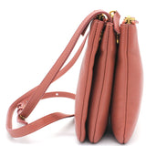 Dust Pink Leather Small Trio Crossbody Bag