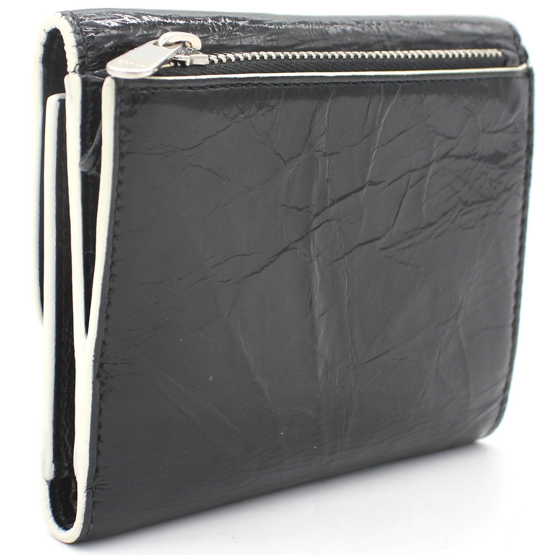 Patent Leather Diorama Wallet Black