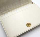 Diorama Wallet on Chain in White Studded Leather