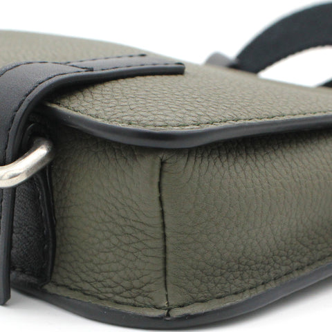 Grained-leather belt bag Green