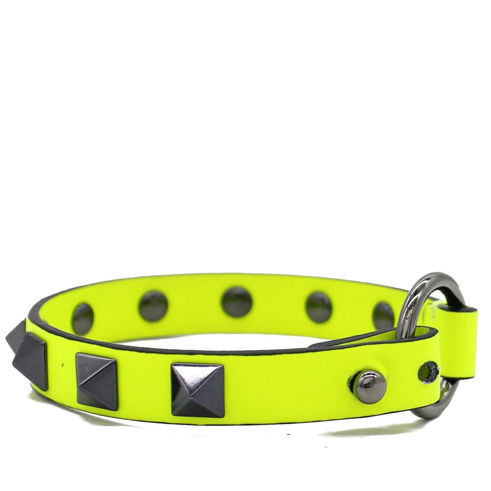 Calfskin Rockstud Bracelet Fluorescent Yellow