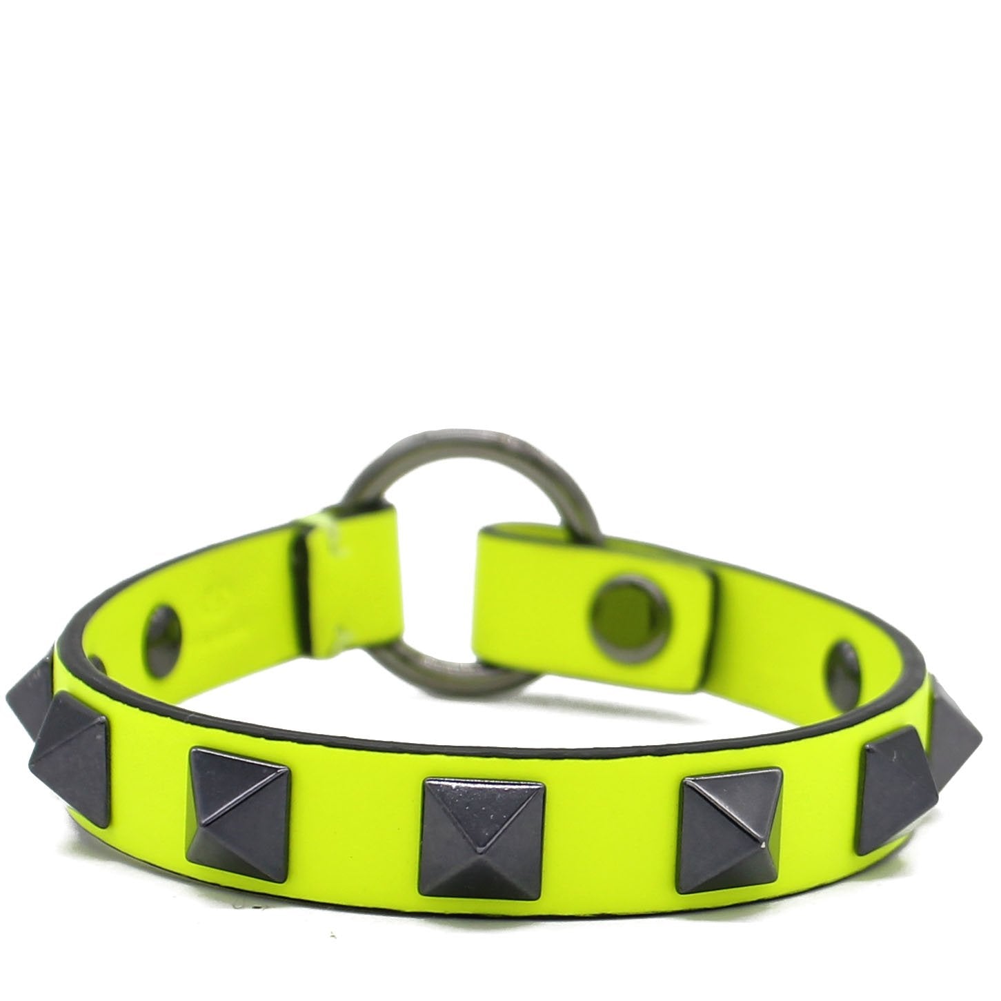 Calfskin Rockstud Bracelet Fluorescent Yellow