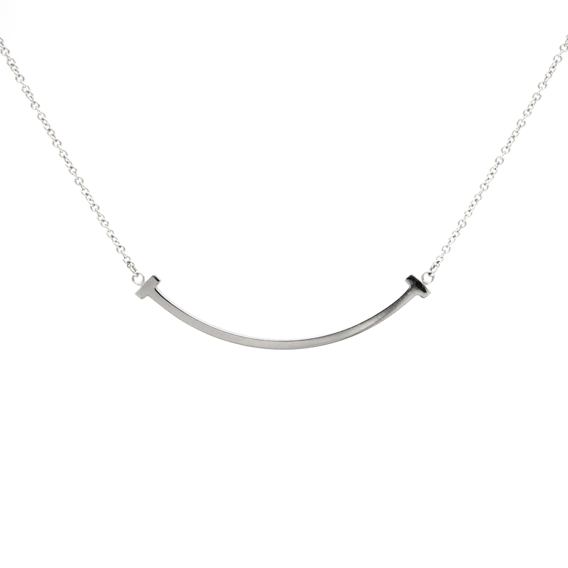 Sterling Silver Small T Smile Pendant Necklace