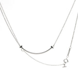 Sterling Silver Small T Smile Pendant Necklace