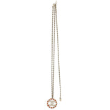 Pearl CC Round Pendant Necklace Gold/Pink