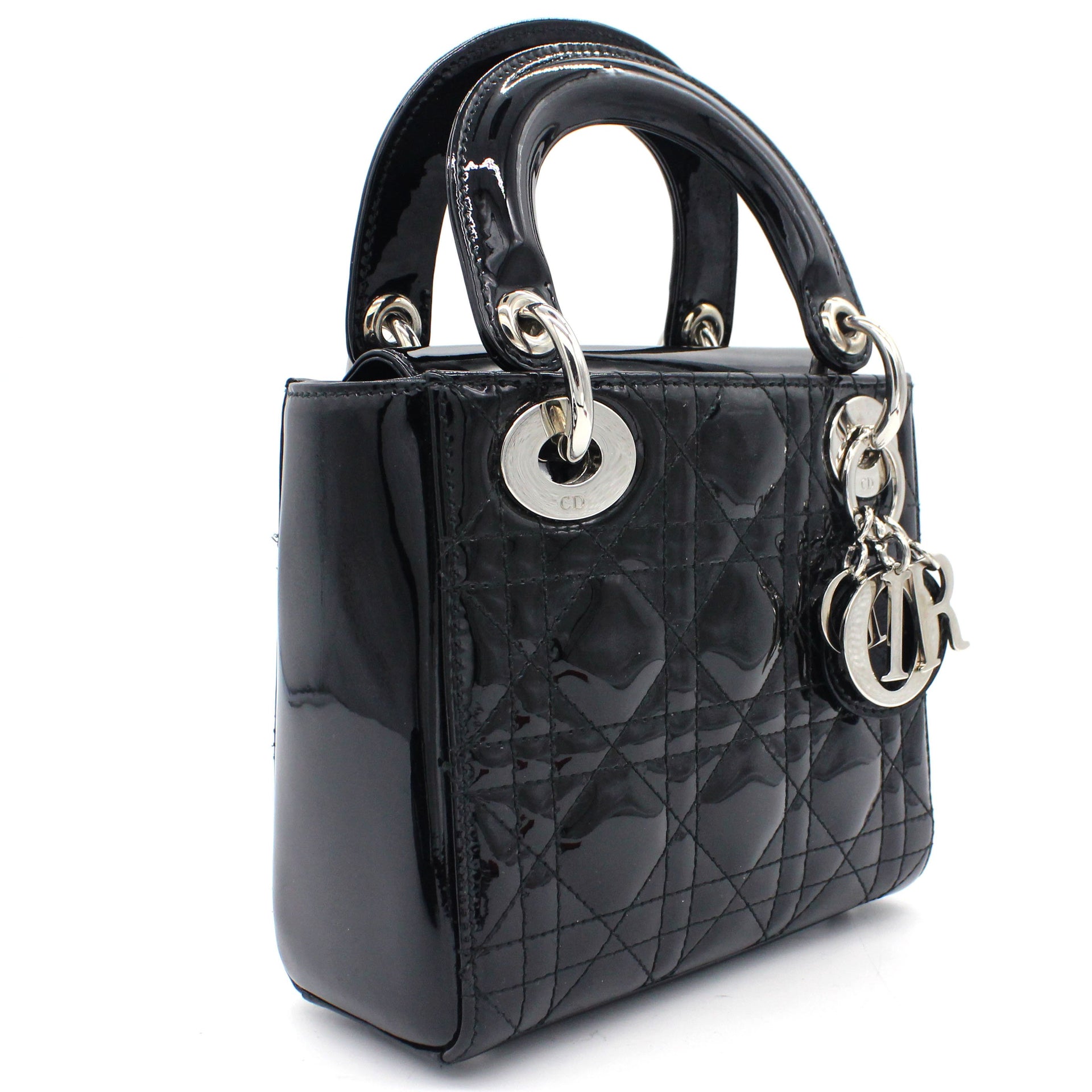 Mini Lady Dior Bag in black Patent Leather
