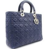 Lambskin Cannage Large Lady Dior Navy Blue