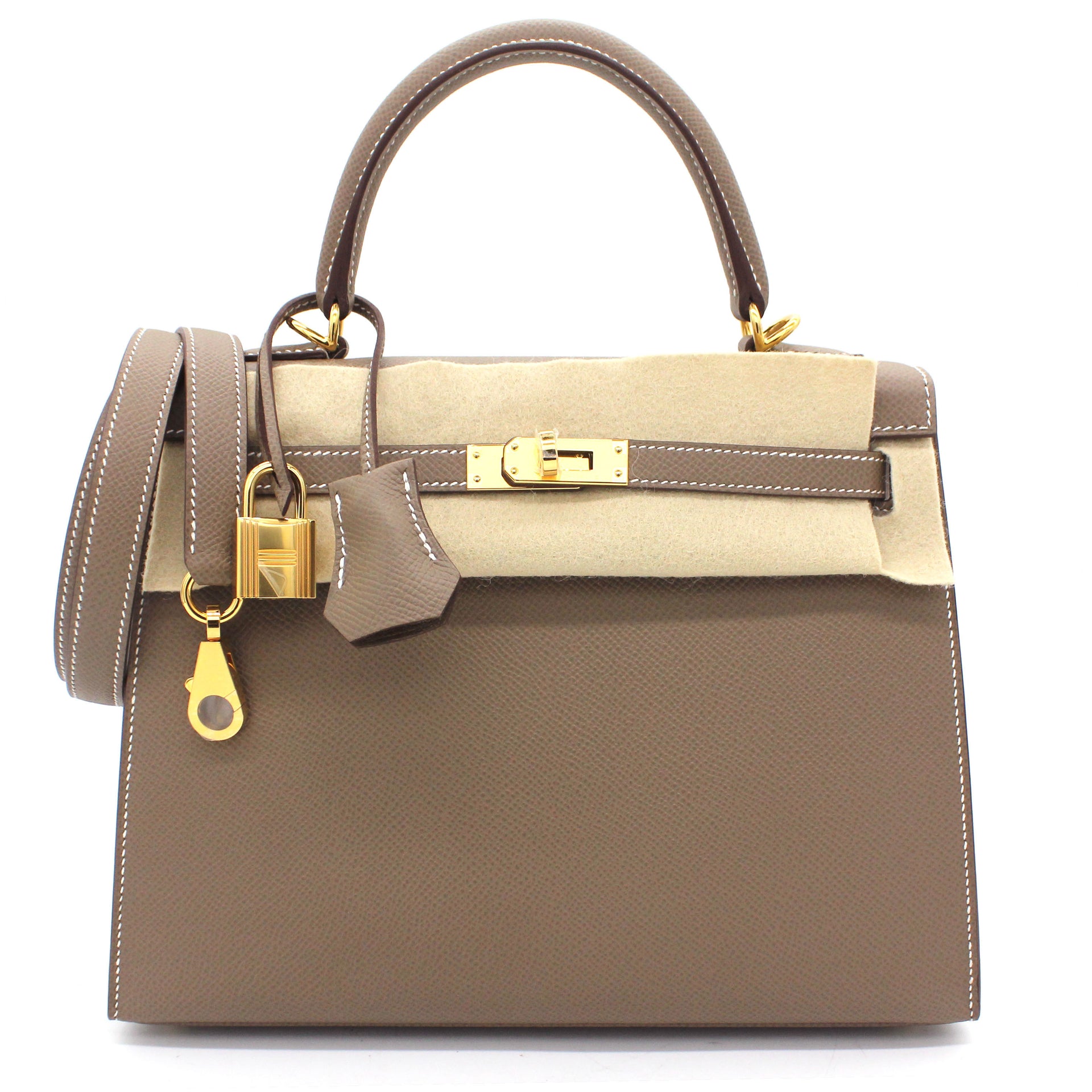 Kelly 25 Epsom Etoupe Leather