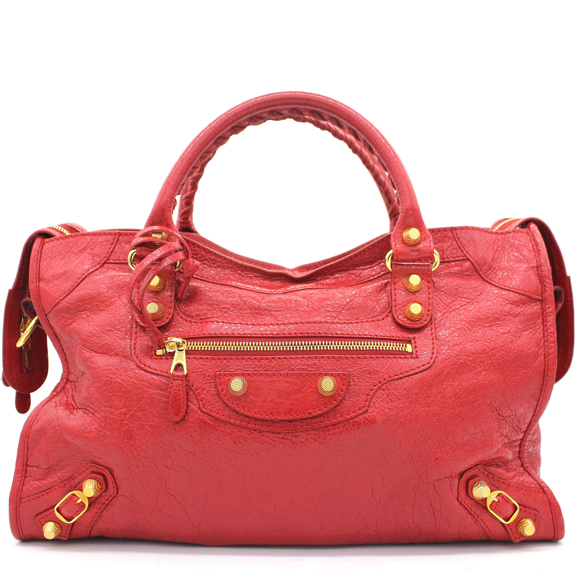 Balenciaga Hourglass Small Croc-embossed Top-handle Bag in Red | Lyst