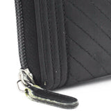 Lambskin Chevron Boy Small Zip Around Wallet Black