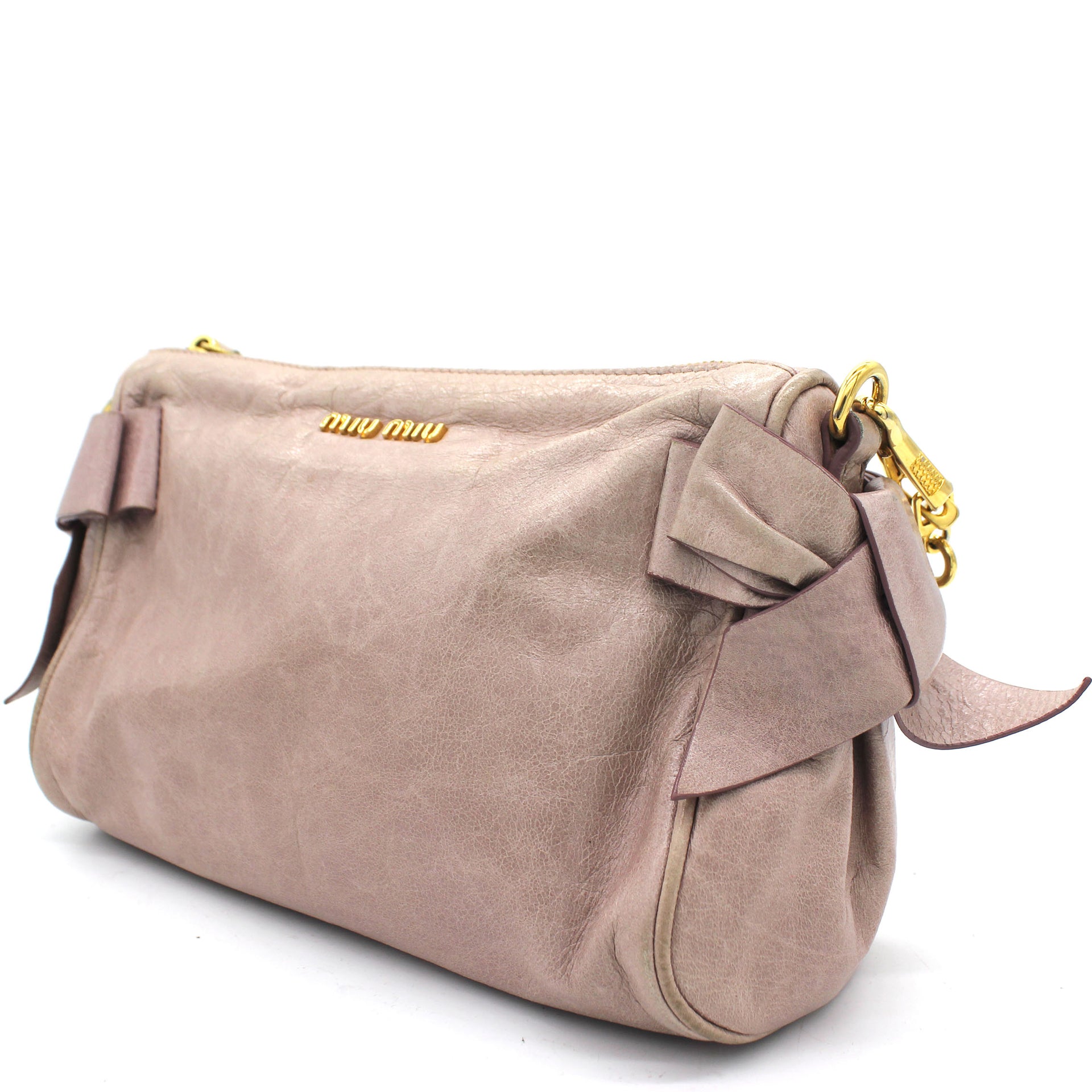 Miu Miu Vitello Lux Bow Mini Shoulder Bag Dark Pink – STYLISHTOP