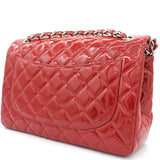 Quilted Jumbo Double Flap Patent Leather Red