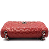 Classic Jumbo Double Flap Red Lambskin Leather Bag