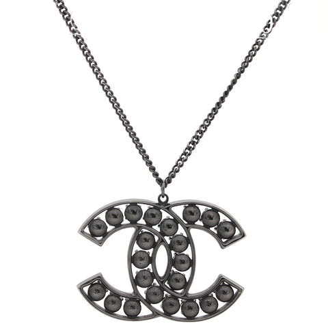 Crystal CC Necklace Black Silver