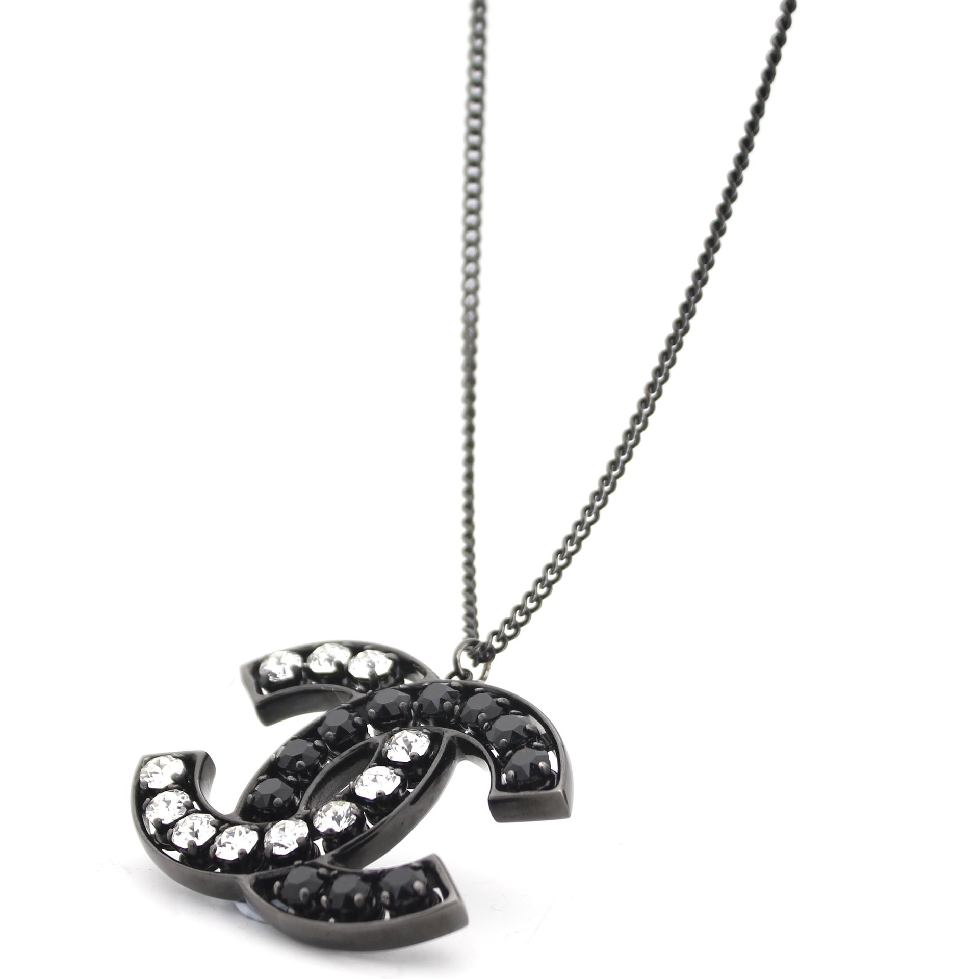 Chanel Brand New Silver CC Black Crystal Geo Black Bead Necklace  eBay