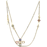 Mix Crystals Cross Pendant Necklace Gold