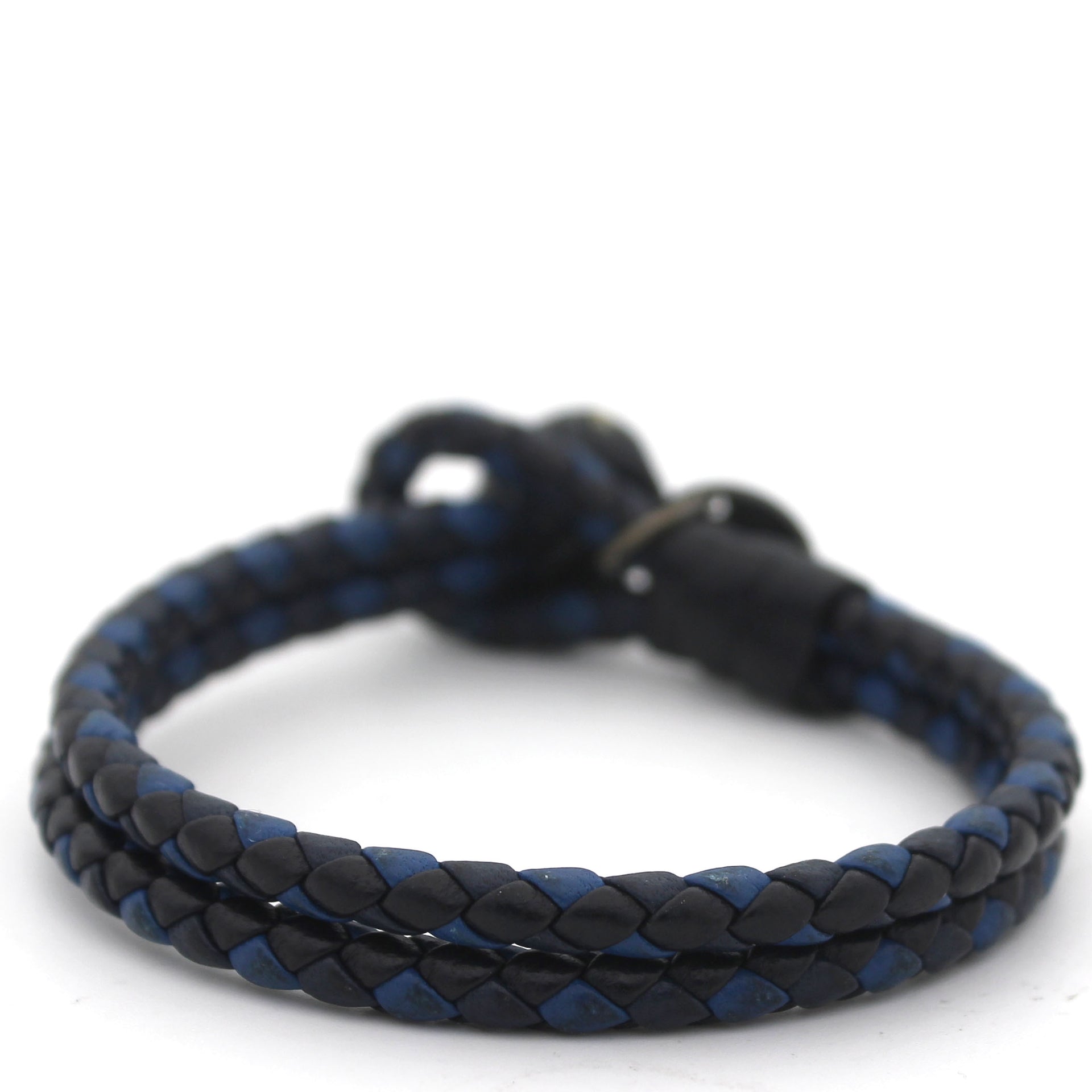 Bottage Veneta Nappa Intrecciato Bracelet M Blue Black – STYLISHTOP