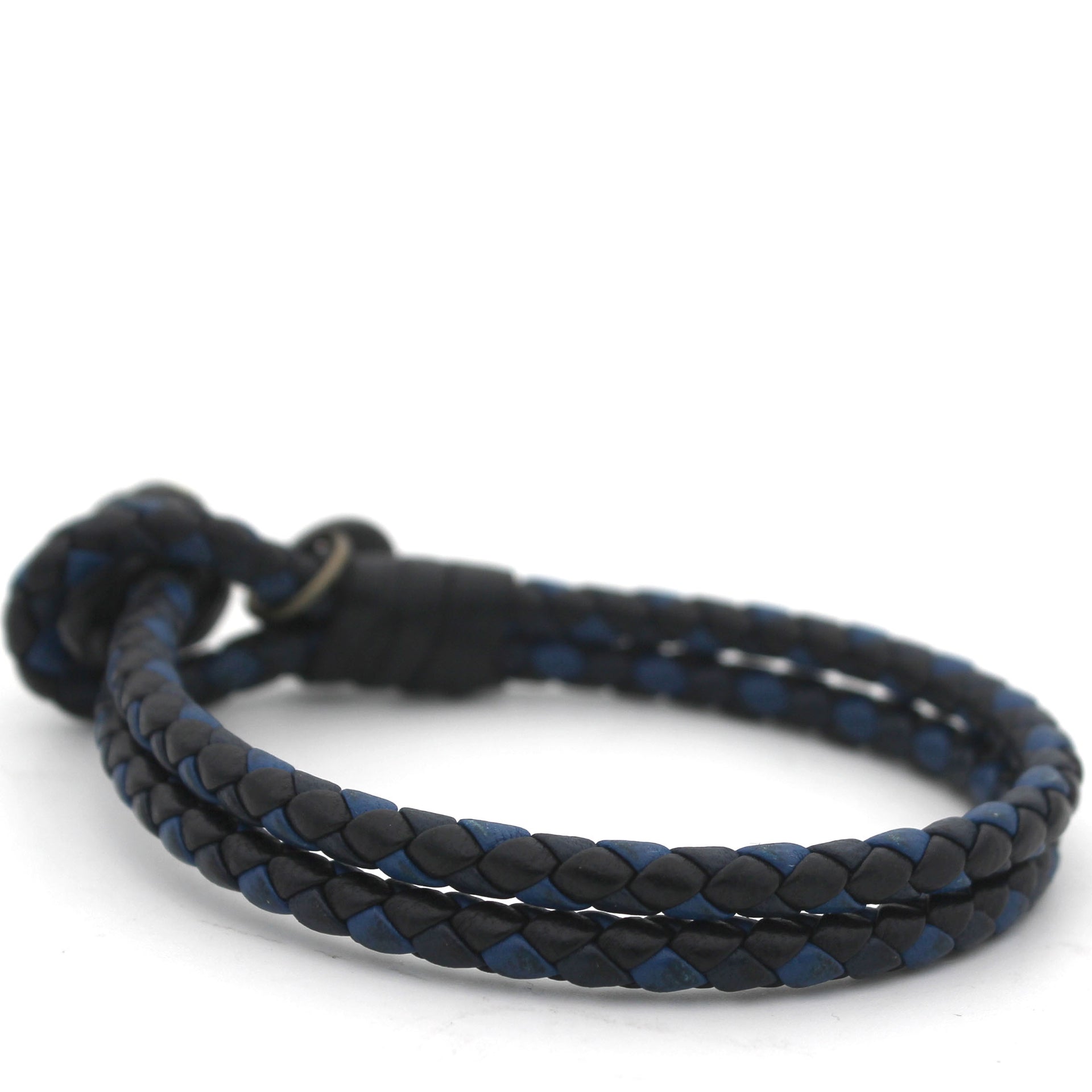 Nappa Intrecciato Bracelet M Blue Black